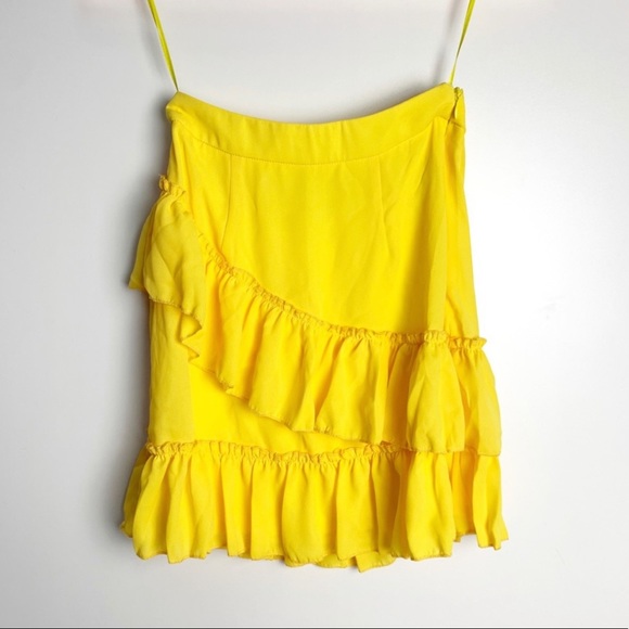 NEW superdown Donnie Frill Mini Skirt in Yellow - Picture 2 of 6